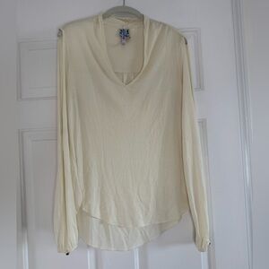 Haute Hippie cream v neck open long sleeve blouse - size XS
